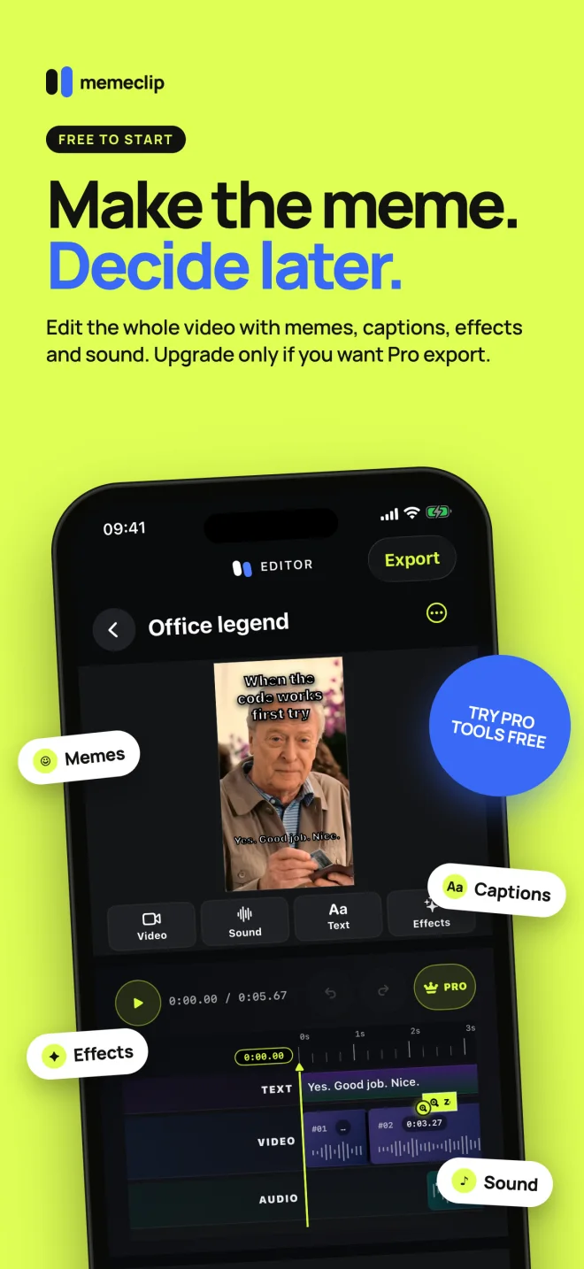 Make the meme. Decide later. — Memeclip feature preview